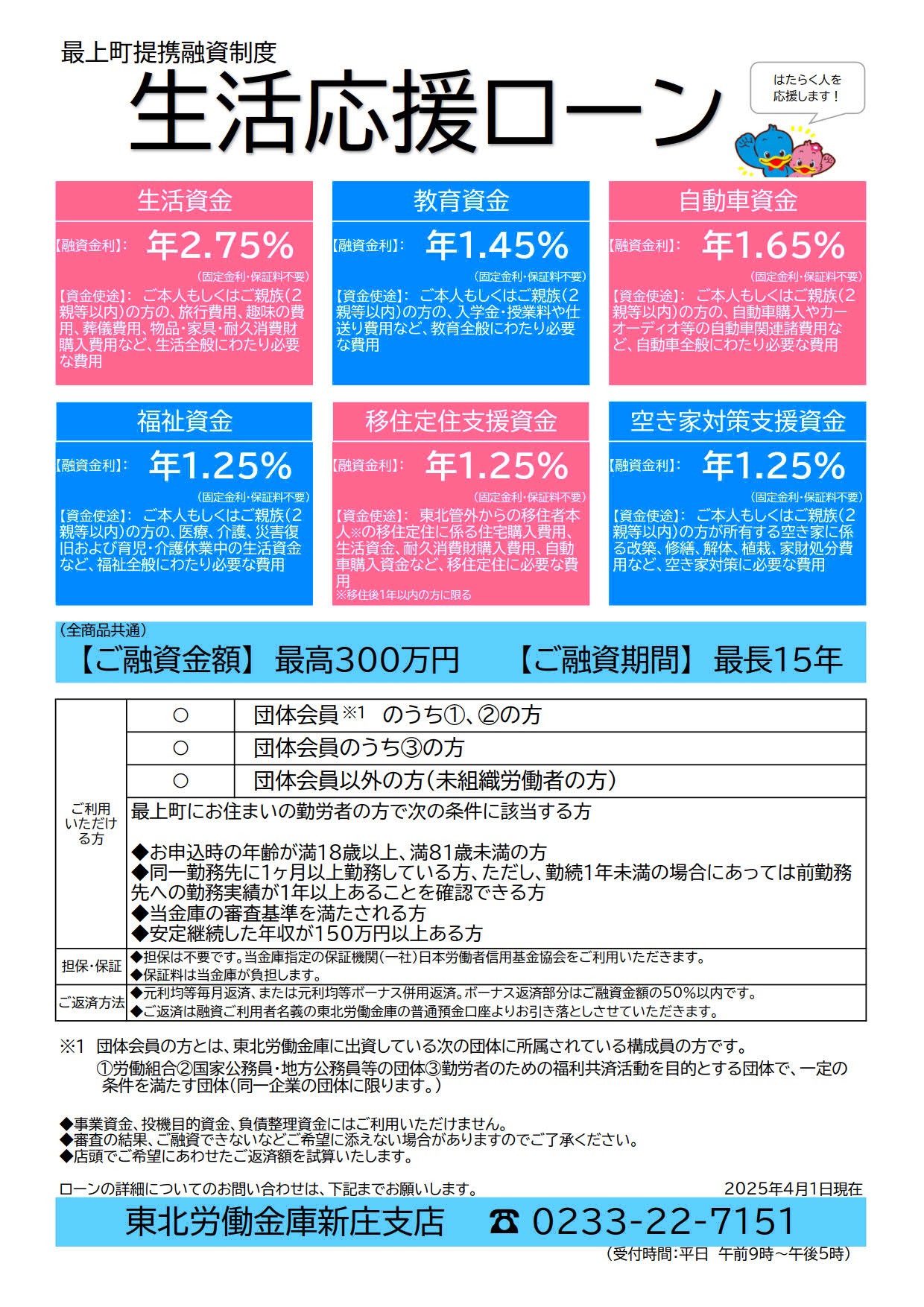 最上町提携収支制度　生活応援ローン